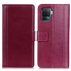 Leather Case Stands Flip Cover Holder N02P for Oppo Reno5 F Red