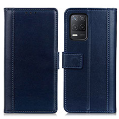 Leather Case Stands Flip Cover Holder N02P for Realme 8 5G Blue