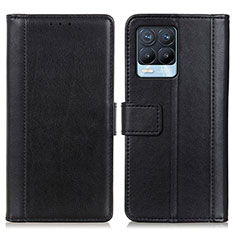 Leather Case Stands Flip Cover Holder N02P for Realme 8 Pro Black