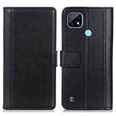 Leather Case Stands Flip Cover Holder N02P for Realme C21 Black