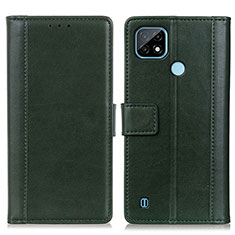 Leather Case Stands Flip Cover Holder N02P for Realme C21 Green