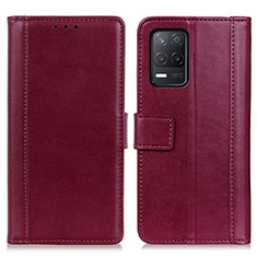 Leather Case Stands Flip Cover Holder N02P for Realme Q3 5G Red