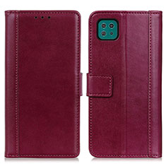 Leather Case Stands Flip Cover Holder N02P for Samsung Galaxy A22 5G Red