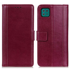 Leather Case Stands Flip Cover Holder N02P for Samsung Galaxy A22s 5G Red