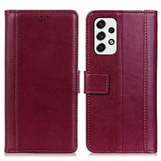Leather Case Stands Flip Cover Holder N02P for Samsung Galaxy A53 5G Red