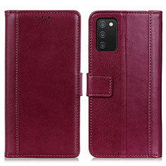 Leather Case Stands Flip Cover Holder N02P for Samsung Galaxy F02S SM-E025F Red