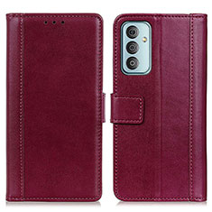 Leather Case Stands Flip Cover Holder N02P for Samsung Galaxy F13 4G Red