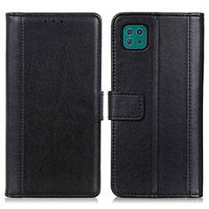 Leather Case Stands Flip Cover Holder N02P for Samsung Galaxy F42 5G Black