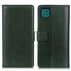 Leather Case Stands Flip Cover Holder N02P for Samsung Galaxy F42 5G Green