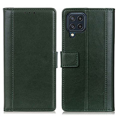 Leather Case Stands Flip Cover Holder N02P for Samsung Galaxy M32 4G Green