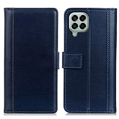 Leather Case Stands Flip Cover Holder N02P for Samsung Galaxy M33 5G Blue