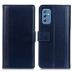 Leather Case Stands Flip Cover Holder N02P for Samsung Galaxy M52 5G Blue