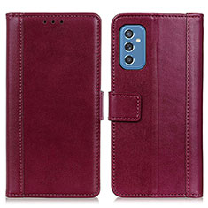 Leather Case Stands Flip Cover Holder N02P for Samsung Galaxy M52 5G Red