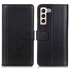 Leather Case Stands Flip Cover Holder N02P for Samsung Galaxy S21 5G Black