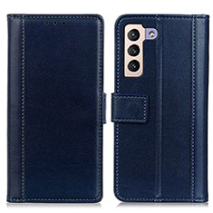 Leather Case Stands Flip Cover Holder N02P for Samsung Galaxy S21 Plus 5G Blue