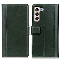 Leather Case Stands Flip Cover Holder N02P for Samsung Galaxy S22 Plus 5G Green