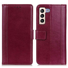 Leather Case Stands Flip Cover Holder N02P for Samsung Galaxy S23 5G Red