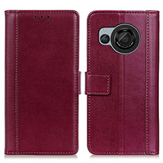 Leather Case Stands Flip Cover Holder N02P for Sharp Aquos R8 Red