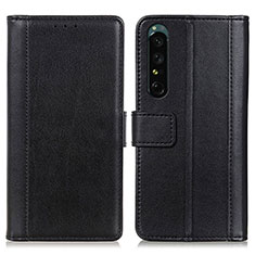 Leather Case Stands Flip Cover Holder N02P for Sony Xperia 1 III Black