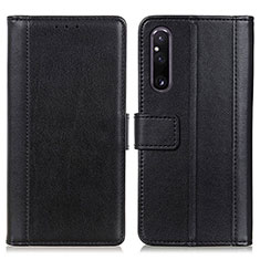 Leather Case Stands Flip Cover Holder N02P for Sony Xperia 1 V Black