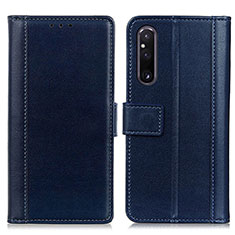 Leather Case Stands Flip Cover Holder N02P for Sony Xperia 1 V Blue