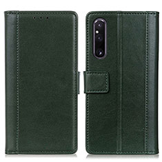 Leather Case Stands Flip Cover Holder N02P for Sony Xperia 1 V Green