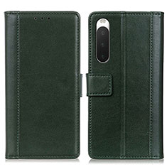 Leather Case Stands Flip Cover Holder N02P for Sony Xperia 10 IV SO-52C Green