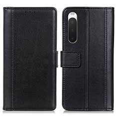 Leather Case Stands Flip Cover Holder N02P for Sony Xperia 10 IV SOG07 Black