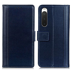 Leather Case Stands Flip Cover Holder N02P for Sony Xperia 10 V Blue