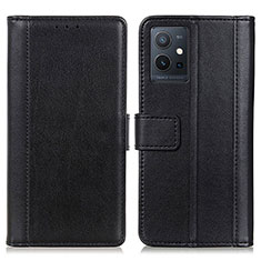 Leather Case Stands Flip Cover Holder N02P for Vivo T1 5G India Black