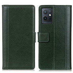 Leather Case Stands Flip Cover Holder N02P for Vivo Y33e 5G Green