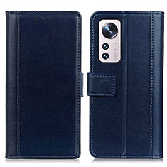 Leather Case Stands Flip Cover Holder N02P for Xiaomi Mi 12X 5G Blue