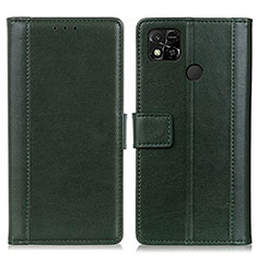 Leather Case Stands Flip Cover Holder N02P for Xiaomi POCO C3 Green