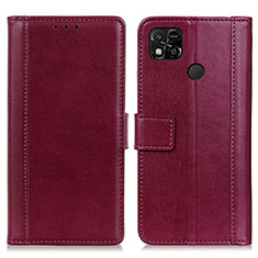 Leather Case Stands Flip Cover Holder N02P for Xiaomi POCO C3 Red