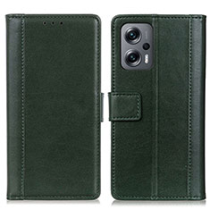 Leather Case Stands Flip Cover Holder N02P for Xiaomi Poco F5 5G Green