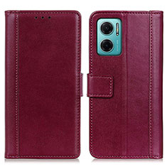 Leather Case Stands Flip Cover Holder N02P for Xiaomi Redmi 10 5G Red