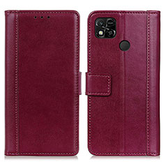 Leather Case Stands Flip Cover Holder N02P for Xiaomi Redmi 9C Red