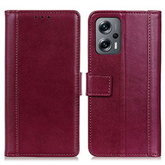 Leather Case Stands Flip Cover Holder N02P for Xiaomi Redmi K50i 5G Red