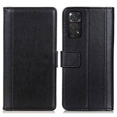 Leather Case Stands Flip Cover Holder N02P for Xiaomi Redmi Note 11S 4G Black