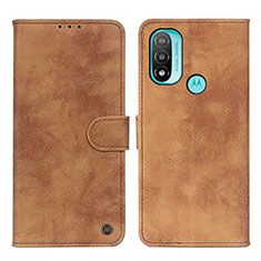 Leather Case Stands Flip Cover Holder N03P for Motorola Moto E40 Brown