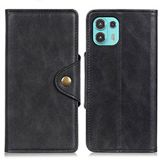 Leather Case Stands Flip Cover Holder N03P for Motorola Moto Edge 20 Lite 5G Black