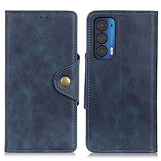 Leather Case Stands Flip Cover Holder N03P for Motorola Moto Edge (2021) 5G Blue