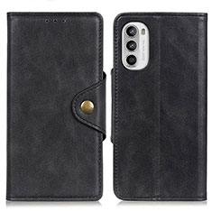 Leather Case Stands Flip Cover Holder N03P for Motorola Moto Edge (2022) 5G Black