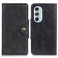 Leather Case Stands Flip Cover Holder N03P for Motorola Moto Edge 30 Pro 5G Black