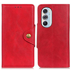 Leather Case Stands Flip Cover Holder N03P for Motorola Moto Edge Plus (2022) 5G Red