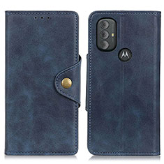 Leather Case Stands Flip Cover Holder N03P for Motorola Moto G Play (2023) Blue