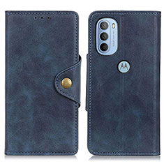 Leather Case Stands Flip Cover Holder N03P for Motorola Moto G31 Blue