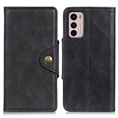 Leather Case Stands Flip Cover Holder N03P for Motorola Moto G42 Black