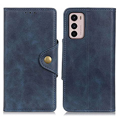 Leather Case Stands Flip Cover Holder N03P for Motorola Moto G42 Blue
