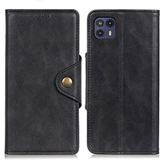 Leather Case Stands Flip Cover Holder N03P for Motorola Moto G50 5G Black